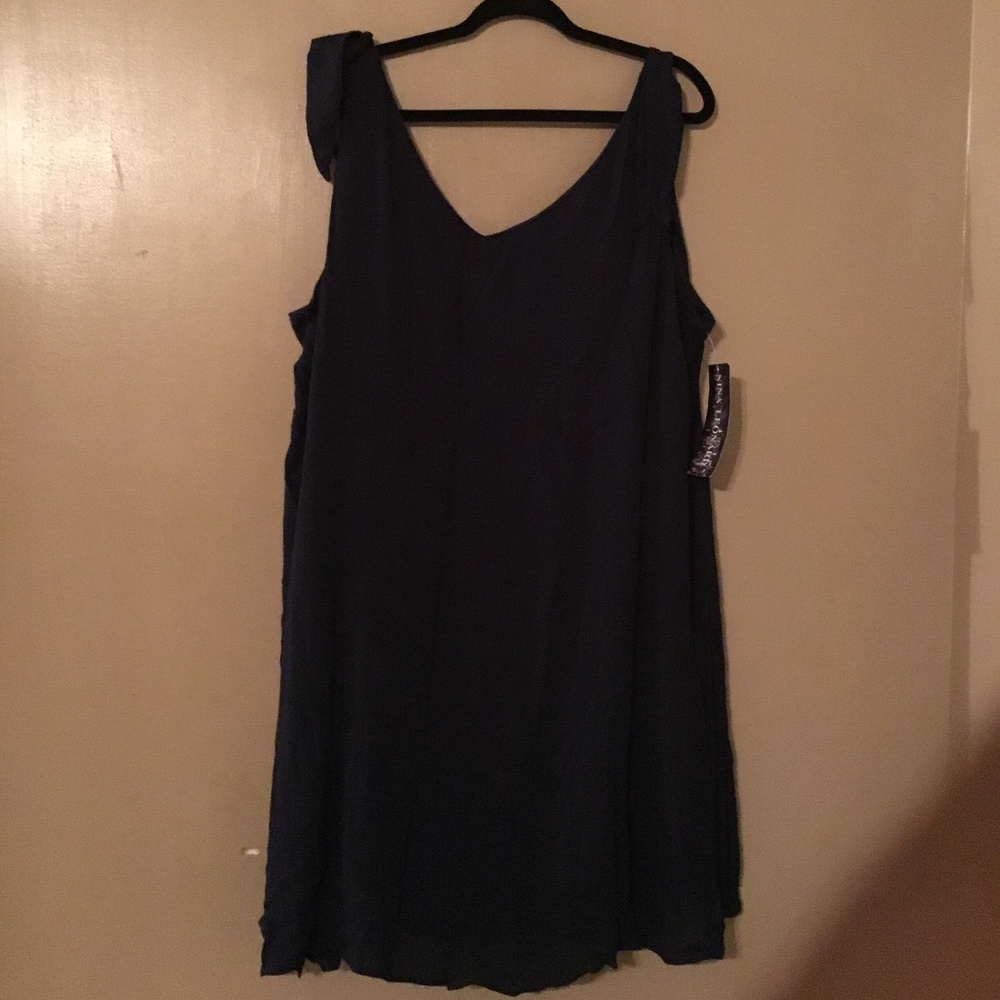 Nina Leonard plus size navy blu dress